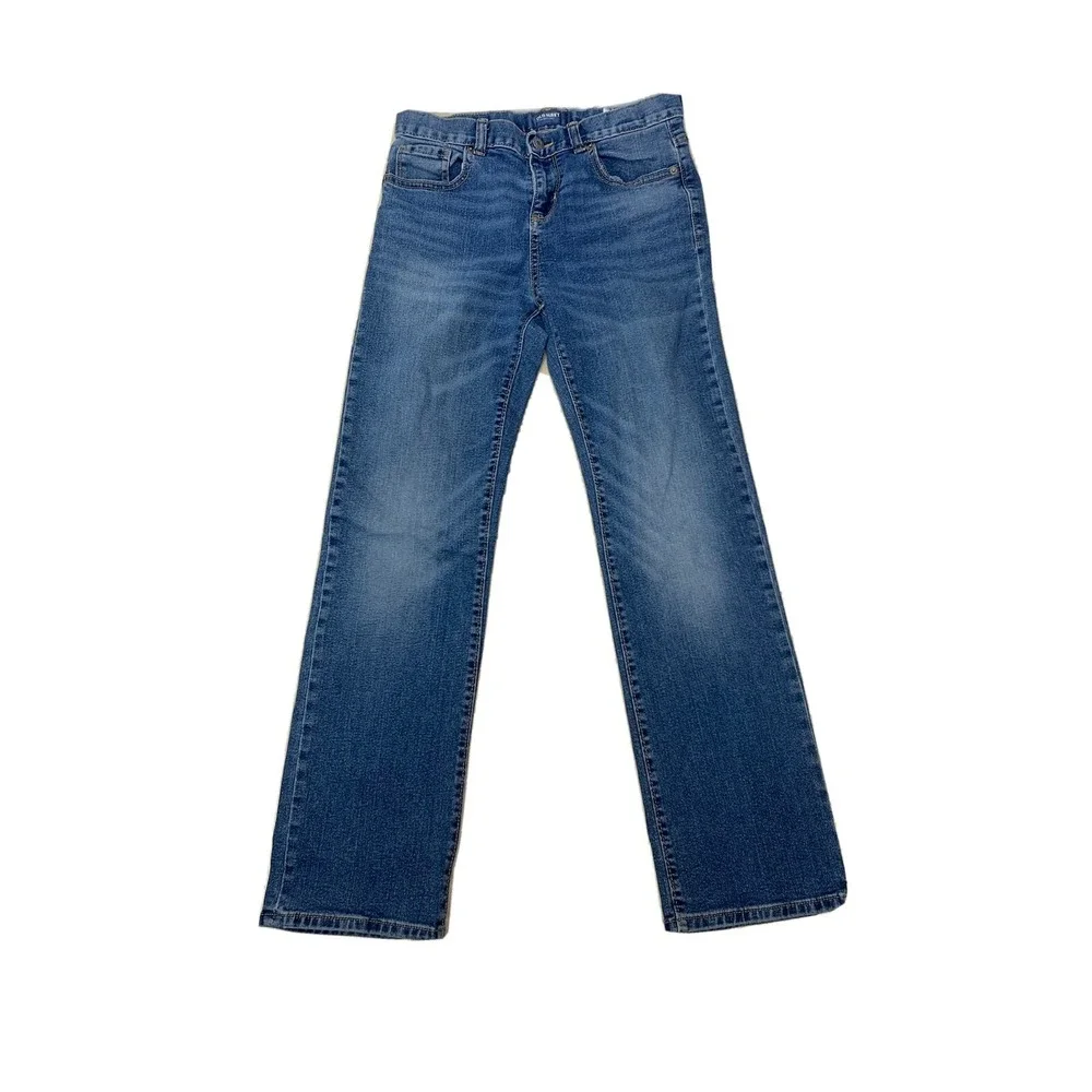 Old Navy Boys Jeans Size 14 Regular Mid Rise Straight Classic Denim Blue adjusta